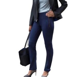 Betabrand Yoga Riding Snap Ankle Zip Pocket Dress Pant Navy Blue Size Large